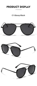 Detail view of TR90 pilot sunglasses with gloss black frame and anti-slip temples