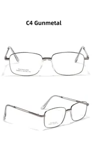 Detail view of gunmetal stainless steel square frames for men in model SA8610