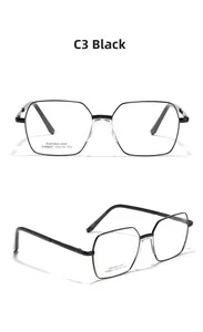 Detailansicht der schwarzen quadratischen Edelstahl-Brille mit Modellnummer SA8607