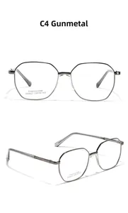 Detail view of gunmetal stainless steel polygonal frame with saddle nose bridge
