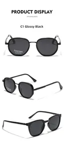 Vues détaillées des lunettes de soleil polarisées TR90 avec verres UV400 et charnière