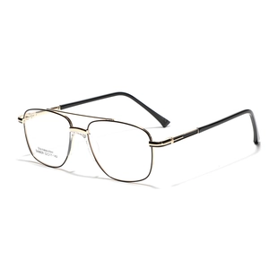 Retro Double Bridge Metal Frame Square Optical Glasses For Women Men Stainless Steel Fashion Pilot Flat Light Glasses
