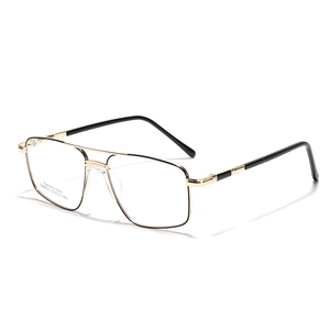 Retro Square Metal Frame Glasses Double Bridge Optical Frames For Men Women Stainless Steel Plain Lens Fashion Eyewear