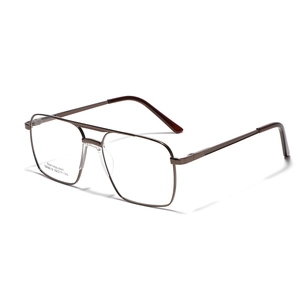 Retro Doppelsteg Quadratisch Edelstahl Optische Brille Rahmen Für Damen Herren Vintage Metall Klarsichtbrille Gestell SA8618