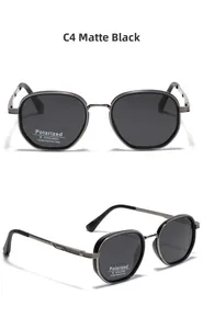 Détails de lunettes de soleil polarisantes TR90 noir mat avec monture métal UV400