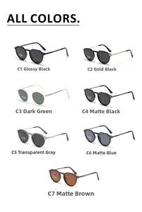 Selection of retro round polarized sunglasses in seven assorted colors and finishes