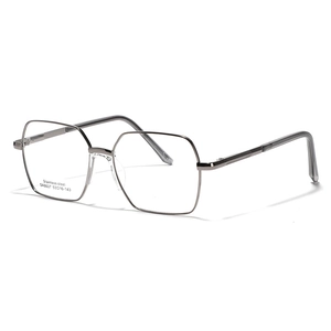 Unisex Edelstahlbrille in Gunmetal mit großem quadratischem Sechskant-Design-Rahmen