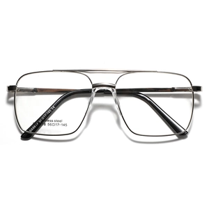 Vintage Silber Metallbrille quadratisch mit Doppelsteg und Edelstahlgestell für Damen/Herren