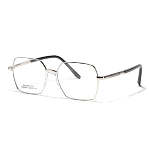 Quadratische Brille aus silbernem Edelstahl mit Sattelsteg für Damen und Herren