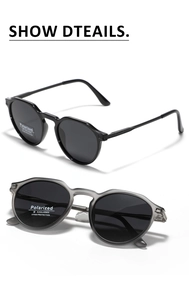 Detail showing polarized lenses and UV400 protection on vintage small frame sunglasses