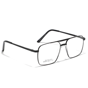Klassische schwarze Metallbrille im quadratischen Aviator-Stil mit Edelstahlrahmen