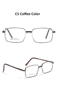 Close-up of brown stainless steel rectangular eyeglasses frame model SA8616 details