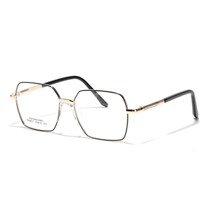 Große quadratische Metallbrille aus Edelstahl in Schwarz und Gold für Damen
