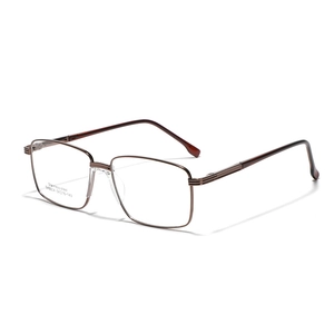 Retro square stainless steel glasses frame for men and women in dark brown finish