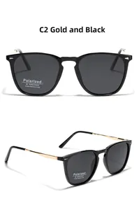 Detail of TR90 polarized sunglasses showing TR7011 model specs and UV400 protection stickers