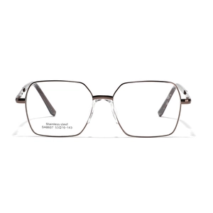 Minimalistischer quadratischer Edelstahl Brillenrahmen in Bronze für Damen und Herren