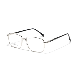Classic silver stainless steel rectangular glasses frame in professional studio lighting
