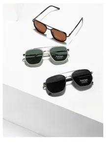 Detailed view of TR6007 polarized UV400 sunglasses in assorted colors on geometric stands
