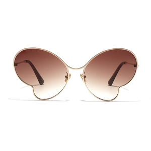 Lunettes de soleil papillon en métal avec verres dégradés marron pour soirée