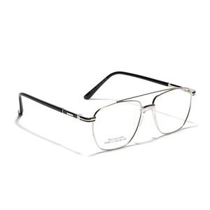 Classic silver stainless steel aviator glasses with double bridge and square frame design