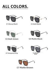 Aperçu détaillé des sept couleurs de lunettes de soleil pilote polarisées carrées UV400