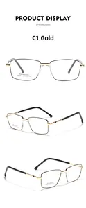 Detail view of gold and black stainless steel rectangular frames from multiple angles