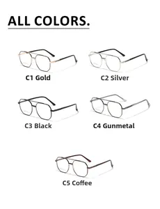 Detailed comparison of retro double bridge metal frames in gold, silver and black finishes