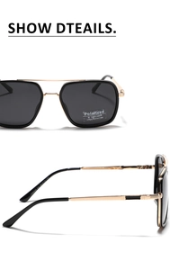 Détails des lunettes de soleil carrées polarisées TR90 montrant le modèle TR6009 et UV400