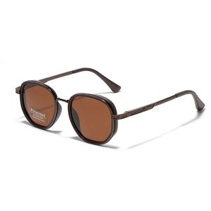 Lunettes de soleil polarisées TR90 avec protection UV400 et monture marron rétro