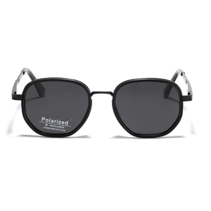 Lunettes de soleil polarisées TR90 noires avec protection UV400 et monture ronde