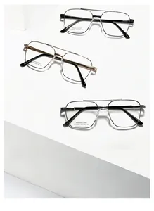 Three variants of stainless steel aviator frame glasses in black, gold, and silver finishes