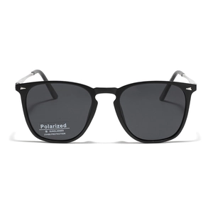 Classic black TR90 polarized square sunglasses with UV400 protection for men and women