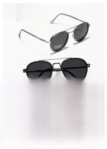 Detailed view of TR6003 metal double-bridge polarized sunglasses with UV400 protection