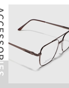 Detail of stainless steel double bridge glasses frame with model SA8620 and size specs