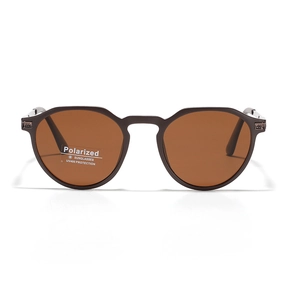 Classic matte dark brown TR90 polarized sunglasses with UV400 protection and metal accents