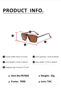 Detailed technical size guide and specifications for Y2K square polarized sunglasses