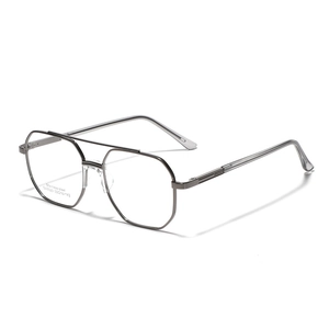 Modern Stainless Steel Geometric Polygon Optical Glasses Frame For Women Men Double Beam Vintage Eyewear Flat Glasses