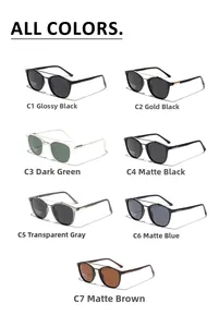 Lunettes de soleil polarisées rondes classiques présentées en sept coloris variés