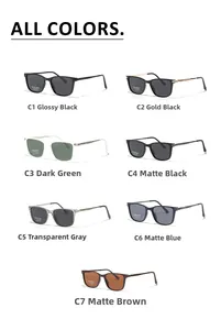 Detailed collection of square polarized sunglasses in seven assorted color frames