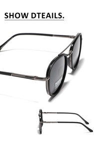 Detail view of polarized pilot sunglasses with UV400 protection and black metal frame