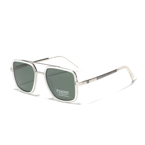 Classic square double bridge polarized sunglasses with UV400 protection and TR90 frame