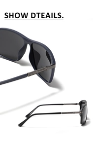 Close-up of gunmetal temples with textured anti-slip weaving on square Y2K sunglasses