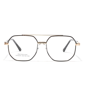 Occhiali quadrati minimalisti in acciaio inossidabile oro rosa con design a doppio ponte