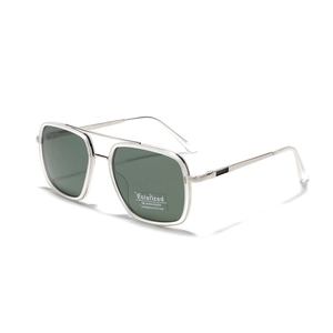 Lunettes de Soleil Polarisées Carrées Rétro Homme Femme TR90 Métal Double Pont Protection UV400 Conduite Extérieur Mode