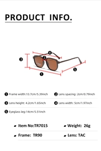 Tableau des tailles pour lunettes de soleil TR90 polarisées avec mesures de la monture