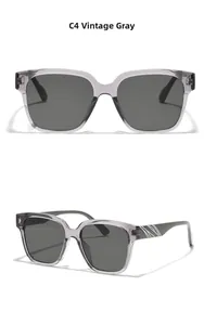 Detail view of retro grey square sunglasses with stylish temple texture and rivets