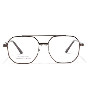 Minimalist polygon stainless steel glasses frame with classic double bridge design