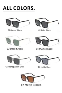Detailed grid showing seven color options for square frame polarized TR90 sunglasses