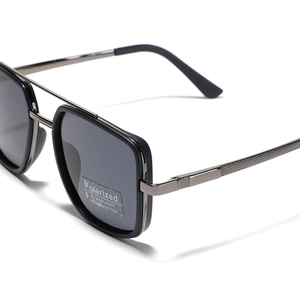 Classic large square polarized sunglasses with double bridge TR90 frame and UV400 protection