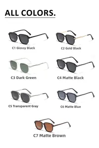 Collection détaillée de sept lunettes de soleil rondes TR90 polarisées en divers coloris